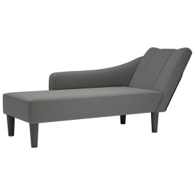 Chaise longue con reposabrazos derecho tela gris oscuro