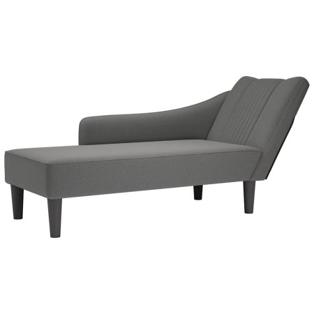Chaise longue con reposabrazos derecho tela gris oscuro