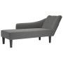 Chaise longue con reposabrazos derecho tela gris oscuro
