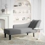 Chaise longue con reposabrazos derecho tela gris oscuro