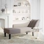 Chaise longue con reposabrazos derecho tela color topo