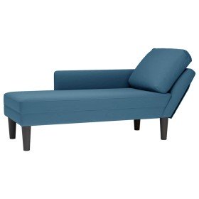 Tumbona con almohada y reposabrazo derecho terciopelo azul Tumbona con almohada y reposabrazo derecho terciopelo azul