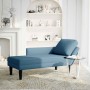 Tumbona con almohada y reposabrazo derecho terciopelo azul