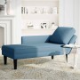 Tumbona con almohada y reposabrazo derecho terciopelo azul