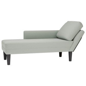 Tumbona almohada y reposabrazo derecho terciopelo gris claro