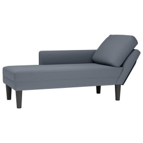 Tumbona con almohada reposabrazo derecho terciopelo gris oscuro Tumbona con almohada reposabrazo derecho terciopelo gris oscuro