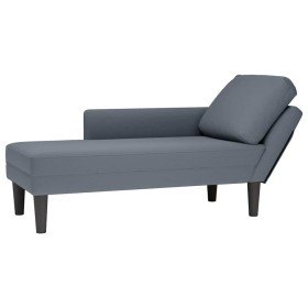 Tumbona con almohada reposabrazo derecho terciopelo gris oscuro Tumbona con almohada reposabrazo derecho terciopelo gris oscuro