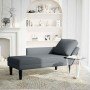 Tumbona con almohada reposabrazo derecho terciopelo gris oscuro