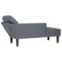 Tumbona con almohada reposabrazo derecho terciopelo gris oscuro