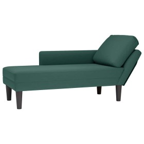 Tumbona almohada y reposabrazo derecho terciopelo verde oscuro Tumbona almohada y reposabrazo derecho terciopelo verde oscuro
