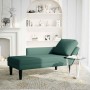 Tumbona almohada y reposabrazo derecho terciopelo verde oscuro