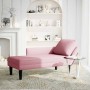 Tumbona con almohada y reposabrazo derecho terciopelo rosa