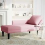Tumbona con almohada y reposabrazo derecho terciopelo rosa