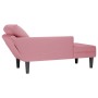 Tumbona con almohada y reposabrazo derecho terciopelo rosa