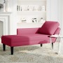 Tumbona con almohada y reposabrazo derecho terciopelo rojo vino
