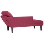 Tumbona con almohada y reposabrazo derecho terciopelo rojo vino