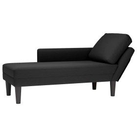 Tumbona con almohada y reposabrazo derecho terciopelo negro