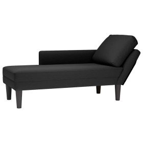 Tumbona con almohada y reposabrazo derecho terciopelo negro Tumbona con almohada y reposabrazo derecho terciopelo negro