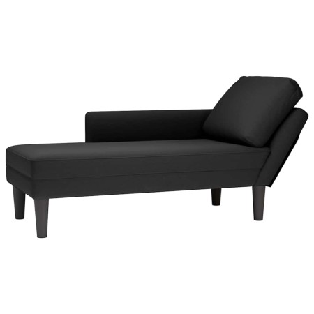Tumbona con almohada y reposabrazo derecho terciopelo negro