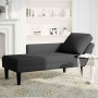 Tumbona con almohada y reposabrazo derecho terciopelo negro