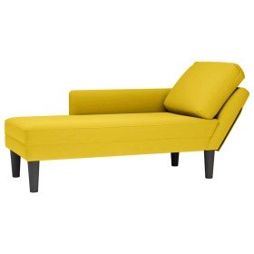 Tumbona con almohada y reposabrazo derecho terciopelo amarillo