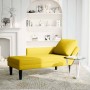 Tumbona con almohada y reposabrazo derecho terciopelo amarillo