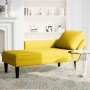 Tumbona con almohada y reposabrazo derecho terciopelo amarillo