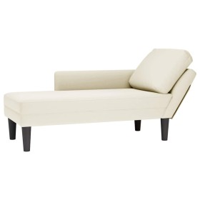 Tumbona con almohada y reposabrazo derecho terciopelo crema Tumbona con almohada y reposabrazo derecho terciopelo crema