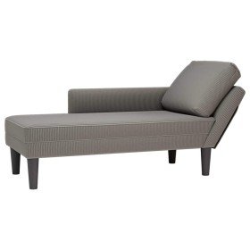 Chaise longue con cojín de tela de pana gris claro Chaise longue con cojín de tela de pana gris claro