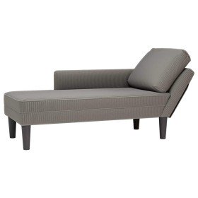 Chaise longue con cojín de tela de pana gris claro
