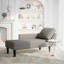 Chaise longue con cojín de tela de pana gris claro