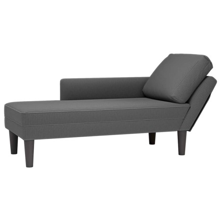Chaise longue con cojín de tela de pana gris oscuro