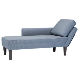 Chaise longue con cojín de tela de pana azul