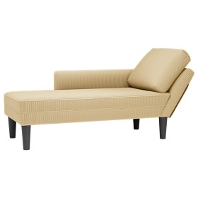 Chaise longue con cojín de tela de pana gris verdoso Chaise longue con cojín de tela de pana gris verdoso