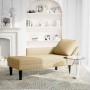 Chaise longue con cojín de tela de pana gris verdoso
