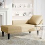 Chaise longue con cojín de tela de pana gris verdoso