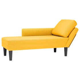 Chaise longue con cojín de tela de pana amarillo claro Chaise longue con cojín de tela de pana amarillo claro