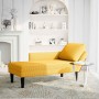 Chaise longue con cojín de tela de pana amarillo claro