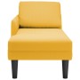 Chaise longue con cojín de tela de pana amarillo claro