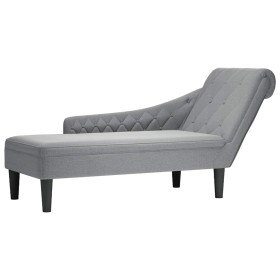 Tumbona con almohada y reposabrazo derecho tela gris claro Tumbona con almohada y reposabrazo derecho tela gris claro