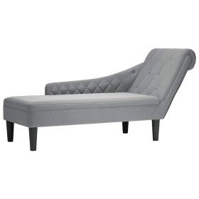 Tumbona con almohada y reposabrazo derecho tela gris claro