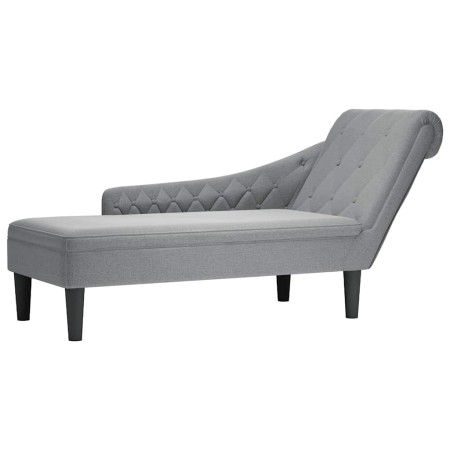 Tumbona con almohada y reposabrazo derecho tela gris claro