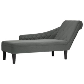 Tumbona con almohada y reposabrazo derecho tela gris oscuro
