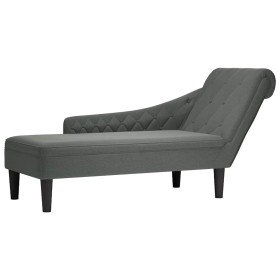 Tumbona con almohada y reposabrazo derecho tela gris oscuro