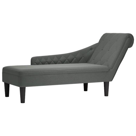 Tumbona con almohada y reposabrazo derecho tela gris oscuro