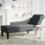 Tumbona con almohada y reposabrazo derecho tela gris oscuro