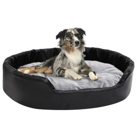 Cama para perros felpa y cuero sintético negro gris 90x79x20 cm