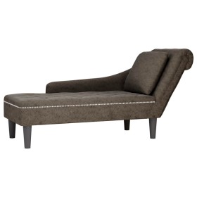 Tumbona almohada reposabrazo derecho cuero gris oscuro Tumbona almohada reposabrazo derecho cuero gris oscuro