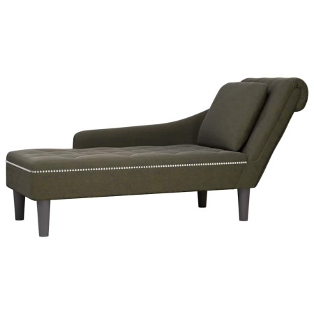 Tumbona almohada reposabrazo derecho cuero verde militar