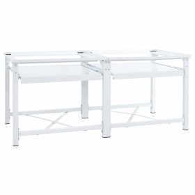Soporte pedestal doble lavadora con estantes extraíbles blanco